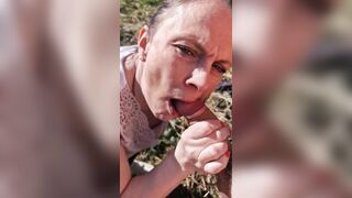 During a walk with my neighbors I am really used and get his sperm in the face