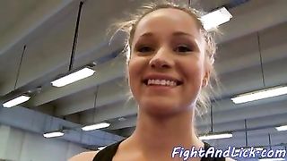 Bigass dyke babe fingered after wrestling 