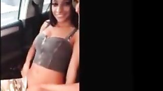 Sexy girls teasing inside the driving car