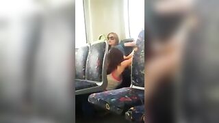 Lesbian pussy licking in train - voyeur in public