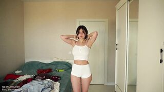 Try on new clothes skirts, pants, tops, blouses