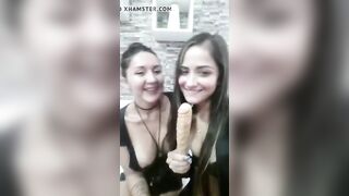 Two mexican lesbian teen girls listening to mariachi music