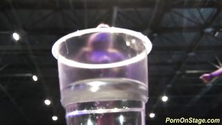 threesome sex show on public stage