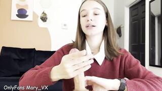 Sexy College Student gives me the best Handjob and gets huge Cumshot on Valentine's Day