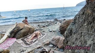#2 Flashing my pussy in front of a guy in public beach and he helps me squirt - it's very risky - MissCreamy