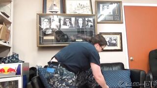 This slutty soldier has gone from basic training to hardcore