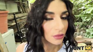 HUNT4K. POV sex with a hot brunette, her family caught us