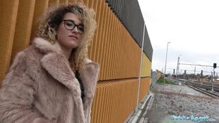 Public Agent Spanish shaven pussy fucked outdoors in public