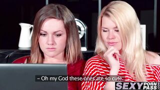 Hot lesbian friends share pussy passion