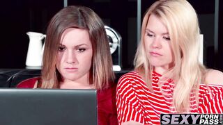 Hot lesbian friends share pussy passion