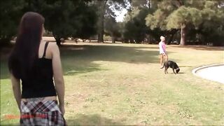 hot milf picks up hot blond teen and vibrates her and double