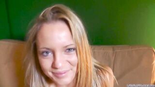 Blonde hates huge facial cumshot