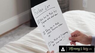 MOMMY'S BOY - Perv Teen Caught Masturbating Is REVERSE GANGBANGED By Busty Stepmoms -THE FUCKET LIST