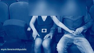 sex in cinema with orgasm and cumshot, public place