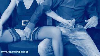 sex in cinema with orgasm and cumshot, public place