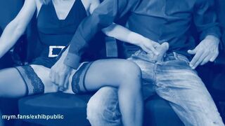 sex in cinema with orgasm and cumshot, public place