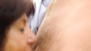 Beautiful hairy granny banged to orgasm in public