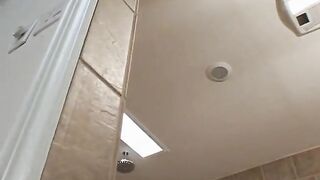 Lesbians lick each other in the college bathroom