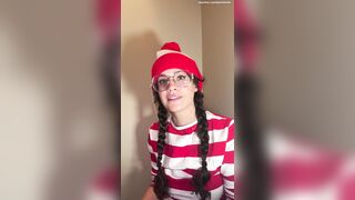 Busty brunette Waldo bounces on it after you find her lonely and feral