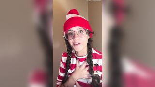 Busty brunette Waldo bounces on it after you find her lonely and feral