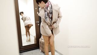 Just a short jacket and stockings