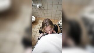 Dirty slut gets railed raw in a public bathroom