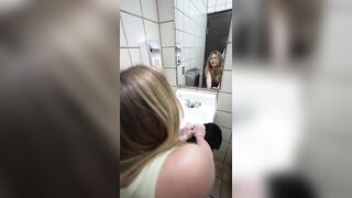 Dirty slut gets railed raw in a public bathroom