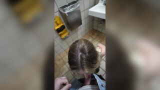 Dirty slut gets railed raw in a public bathroom