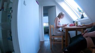 DICKFLASH in STUDENTS APARTMENT: a slutty college girl can't resist to finish me off