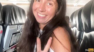 Risky public blowjob on a plane - we got caught!