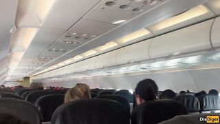 Risky public blowjob on a plane - we got caught!