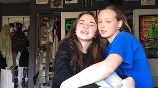 Lesbian kiss for horny friends