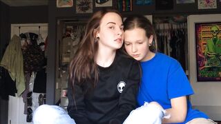 Lesbian kiss for horny friends