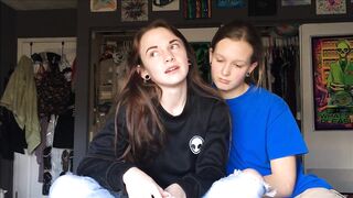 Lesbian kiss for horny friends