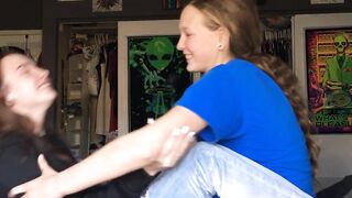 Lesbian kiss for horny friends