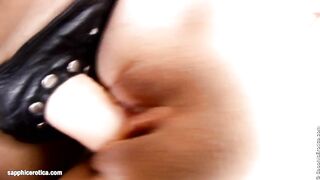 Lesbian lovers Anne and Cherry licking and kissing on