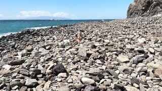 triple sex with blonde and brunette on nudist beach
