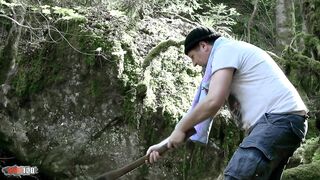Sexual slave rough hardcore assfucking in the woods