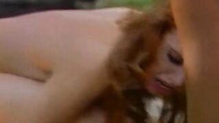 Marvelous redhead French MILF drilled hard in outdoor gangbang