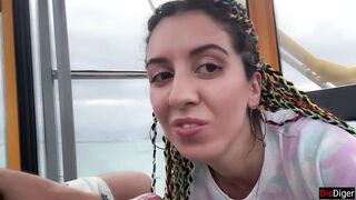 Public Dick Flashing on the Ferris wheel - Stranger Girl Help me Cum in her Mouth
