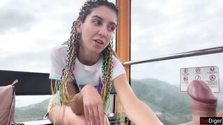 Public Dick Flashing on the Ferris wheel - Stranger Girl Help me Cum in her Mouth