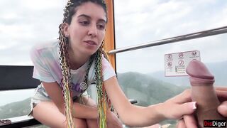 Public Dick Flashing on the Ferris wheel - Stranger Girl Help me Cum in her Mouth