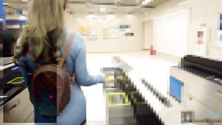 Remote vibe teasing walk! Pussy juice gushing, creampie climax