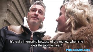 Public Agent Cheating wife with short blonde hair fucks for cash