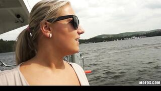 Slutty blonde Czech babe is paid cash from some crazy public sex