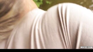 Slutty blonde Czech babe is paid cash from some crazy public sex