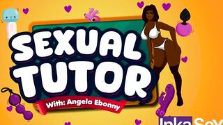 Teacher Angela Ebony with huge tits fucks her student and stepdad.