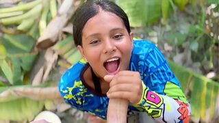 A beautiful-faced peasant swallows all my milk on the side of the road.