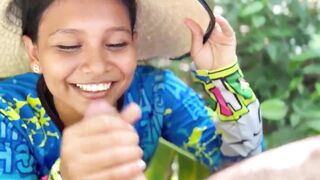 A beautiful-faced peasant swallows all my milk on the side of the road.