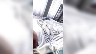 My Hot Stepmom caught me jerking off on her nudes and helped me cum